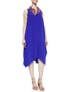 Womens Silk Crepe de Chine Asymmetric Dress   Eileen Fisher   Black (XXS (0))
