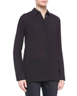 Womens Long Sleeve Collared Blouse, Black   THE ROW   Black (SMALL)