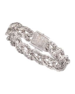 Diamond Braided Chain Bracelet, Small   John Hardy   Silver