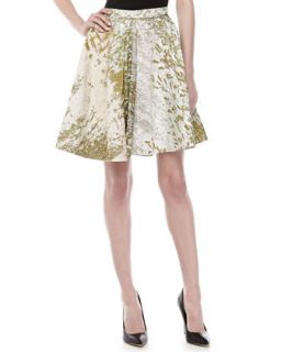 Womens Box Pleated A line Skirt, Waterlily   J. Mendel   Pearl/Water lily (6)