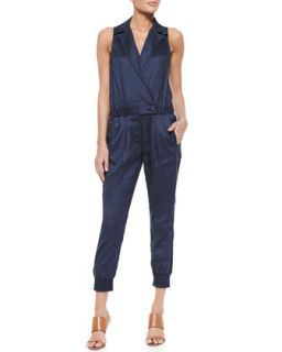 Womens Sleeveless Chambray Jumpsuit   7 For All Mankind   Navy chambray (X 