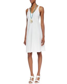 Womens Organic Linen Knee Length Bias Dress   Eileen Fisher   White (M (10/12))