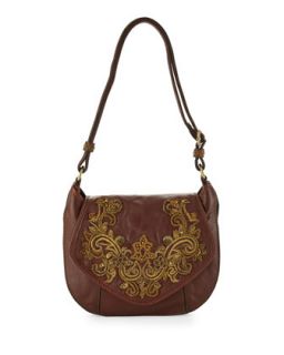 Baroque Applique Diana Crossbody Bag, Brandy   Isabella Fiore