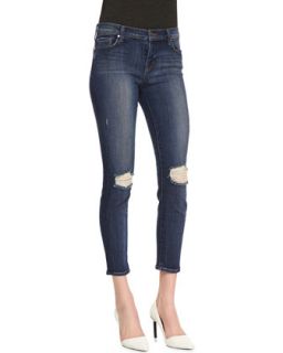 Womens 835 Misfit Mid Rise Destroyed Cropped Skinny Jeans   J Brand Jeans  