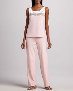 Womens Interlock Stretch Pants, Petite   Joan Vass   Blossom pink (2P (10/12P))