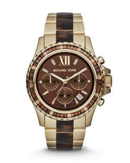 Mid Size Two Tone Stainless Steel Everest Chronograph Glitz Watch   Michael