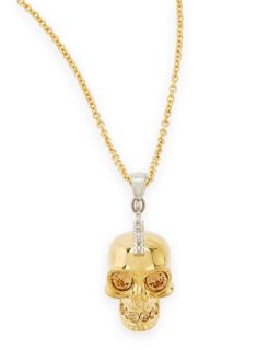 Golden Punk Skull Pendant Necklace, 28   Alexander McQueen   Gold