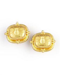 19k Gold Bee Clip/Post Earrings   Elizabeth Locke   Gold (19k )