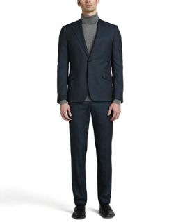 Mens Two Button Peak Lapel Suit, Blue   Versace Collection   Blue (56)