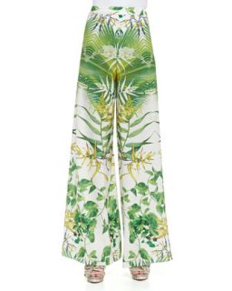 Womens Super Flare Floral Print Pants   Alice + Olivia   Sunburst palm (6)
