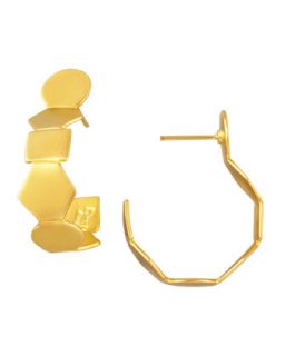 Geometric Gold Vermeil Hoop Earrings   Dina Mackney   Gold