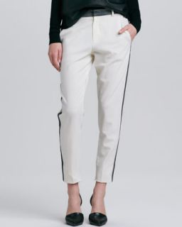 Womens Contrast Stripe Cropped Trousers   Vince   Ivory (4)