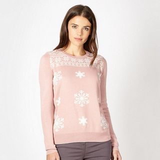 Red Herring Pink snowflake knit jumper