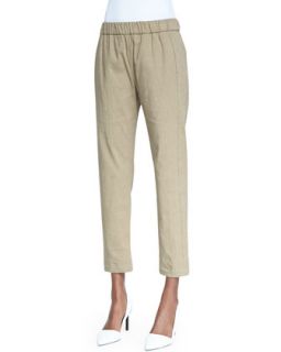 Womens Crunch Pull On Pants   Theory   Khaki (PETITE)
