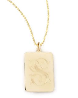 Rectangle Initial Pendant Necklace   Zoe Chicco   F