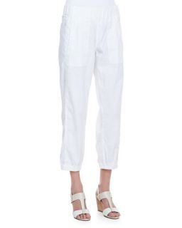 Womens Cargo Linen Blend Ankle Pants, White   Eileen Fisher   White (XX SMALL