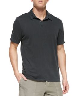 Mens Sueded Jersey Polo Shirt, Charcoal   James Perse   Charcoal (4)