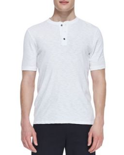 Mens Jersey Flame Short Sleeve Henley, White   Vince   White (LARGE)