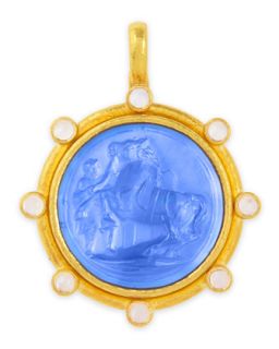 Ancient Horse Antique 19k Gold Intaglio Pendant, Cerulean   Elizabeth Locke  