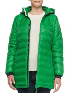 Womens Camp Hooded Mid Length Puffer Jacket, Jade Green   Canada Goose   Jade