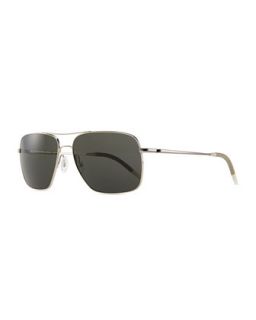 Mens Clifton Polarized Sunglasses, Silver   Oliver Peoples   Silver
