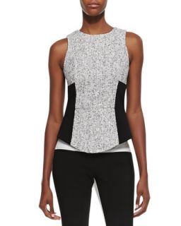 Womens Sleeveless Tweed Colorblock Top   Tibi   Black/White multi (12)
