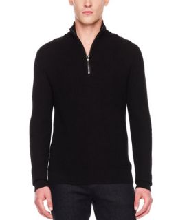 Mens Front Zip Sweater   Michael Kors   Black (SMALL)