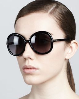Candice Plastic Butterfly Sunglasses, Shiny Black   Tom Ford   Shny blk/Gry