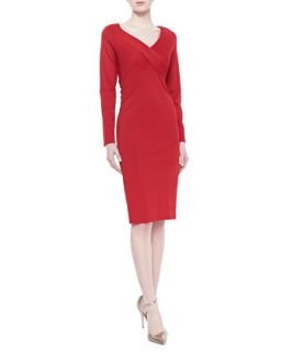 Womens Jersey V Neck Dress, Lipstick Red   Donna Karan   Lipstick red (MEDIUM)