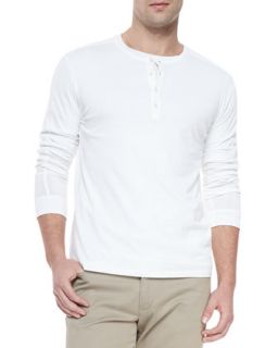 Mens Long Sleeve Jersey Henley, White   Vince   White (X LARGE)