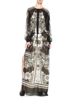 Womens Printed Maxi Caftan Dress   Roberto Cavalli   Black/White (40/4)