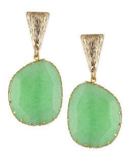 Green Drop Earrings with Brushed Golden Finding   Panacea   Green