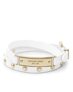Double Wrap Leather Bracelet, White/Golden   Michael Kors   Gold
