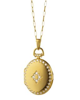 Petite Snowflake Pave Diamond 18k Gold Locket Necklace   Monica Rich Kosann  