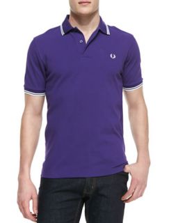 Mens Tipped Polo Shirt, Peacock Purple/White   Fred Perry   Purple (MEDIUM)