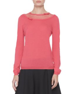 Womens Dotted Top Bow Pullover   RED Valentino   Geranum (X LARGE)