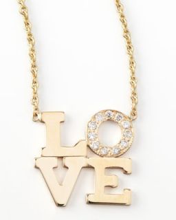 Pave Diamond Love Pendant Necklace   Zoe Chicco   Gold