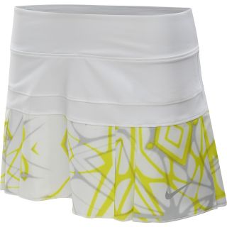 NIKE Womens Printed Pleated Woven Tennis Skirt   Size Medium, White/silver