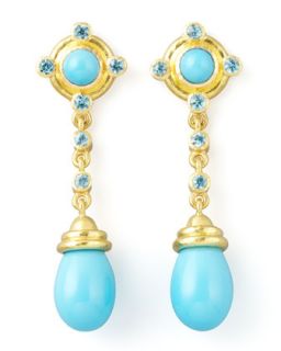 19k Gold Turquoise Drop Post Earrings   Elizabeth Locke   Turquoise/Blue (19k )