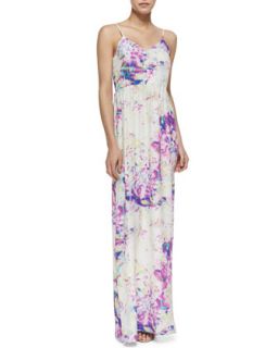 Womens Nico Watercolor Print Silk Maxi Dress, Purple   Parker   Purple ptr
