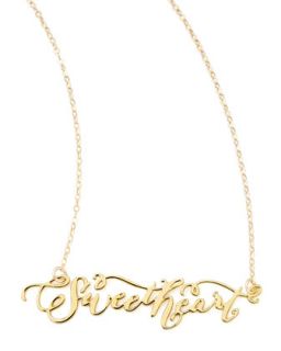 Sweetheart Hand Calligraphed Necklace   Brevity   Gold