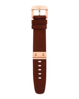 Leather Watch Strap, Rose Golden   Brera   Brown