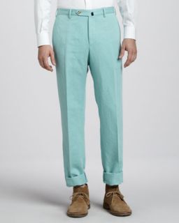 Mens Chinolino Linen Cotton Pants, Seafoam Green   Incotex   Green (36)