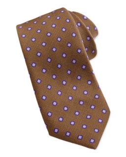Mens Squares Neat Fivefold Silk Tie, Brown   Isaia   Brown