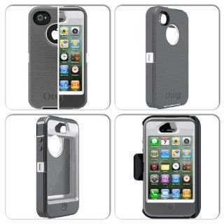 Otterbox Defender Series Hybrid Case & Holster for iPhone 4 & 4S   Retail Packaging   White/Gunmetal Grey Cell Phones & Accessories