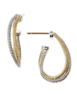 18k & Silver Twisted Hoop Earrings   Lagos   Silver (18k )