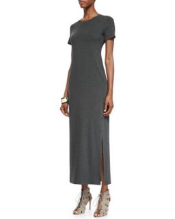 Womens Short Sleeve Jersey Maxi Dress   Eileen Fisher   Charcoal (S (6/8))