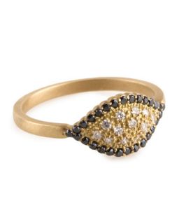 Scallop Marquise Ring with Black and Cognac Diamonds, Size 7   Jamie Wolf  