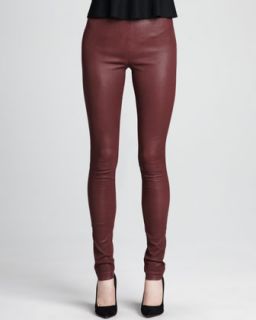 Womens Piall Leather Leggings   Theory   Dark ruby (6)