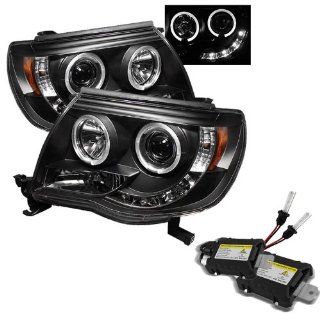 Carpart4u 6000K Xenon HID Performance Headlights Package for Toyota Tacoma Halo LED ( Replaceable LEDs ) Black Projector Headlights Automotive